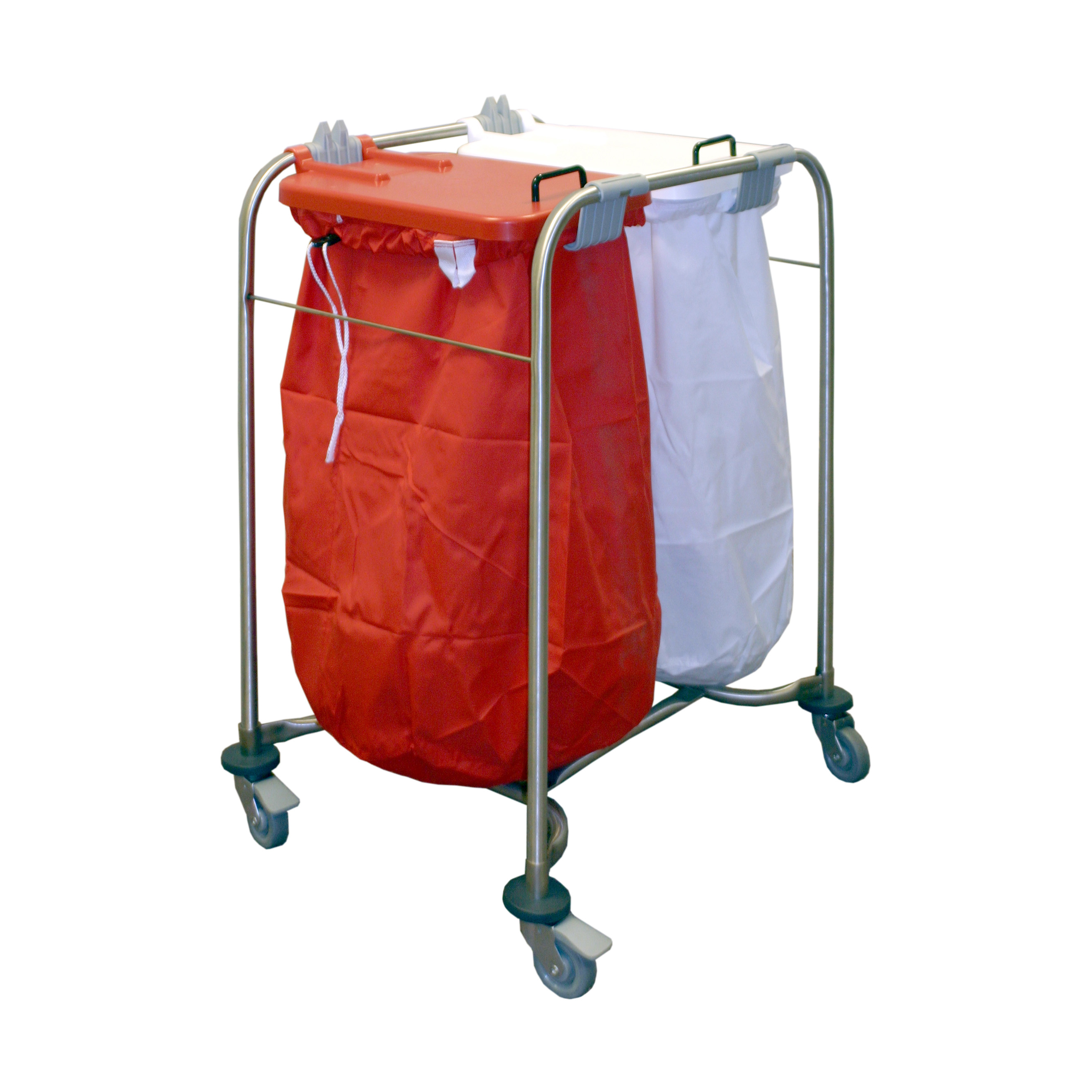 Laundry Cart - 2 Bag - White & Red