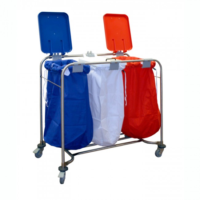 Laundry Cart - 3 Bag - White, Red & Blue